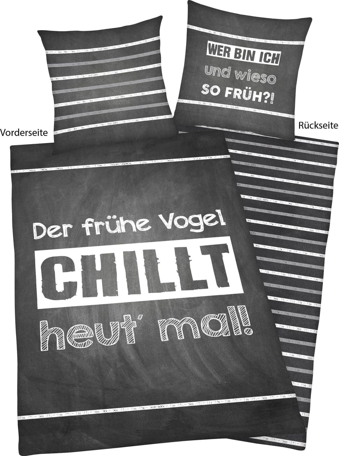 Herding Young Collection Wendebettwäsche Sprüche | Grau