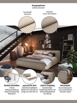 Home affaire Polsterbett Adrina | Grau