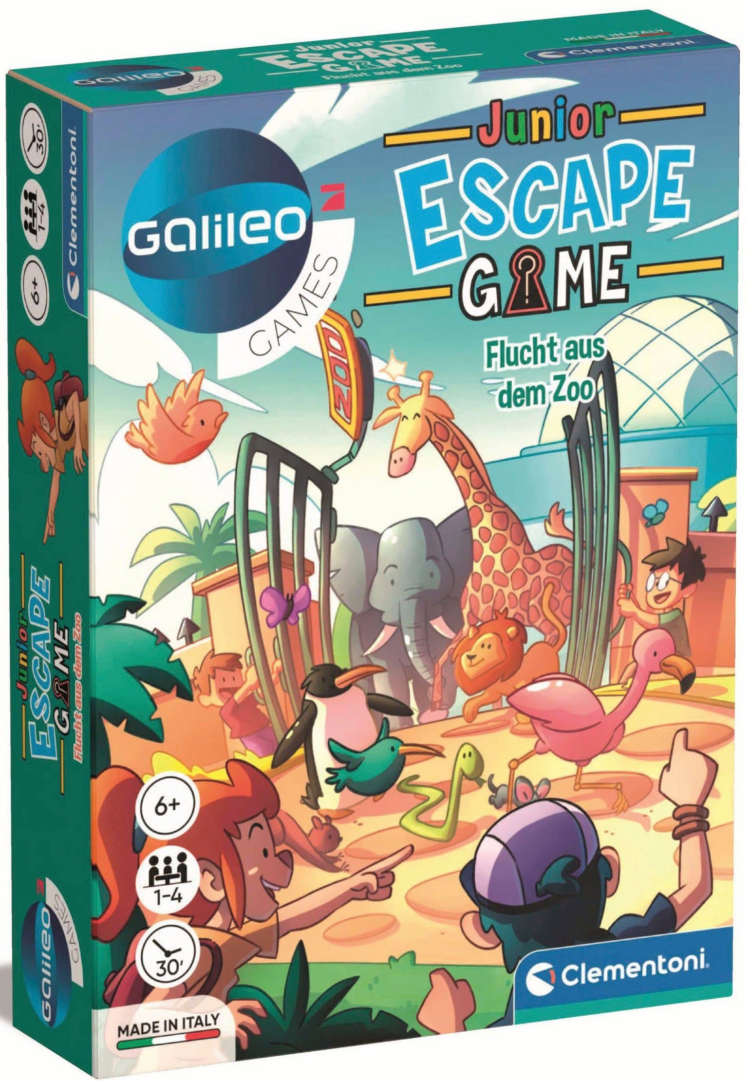 Clementoni Galileo Escape Game Junior Flucht aus dem Zoo | Mehrfarbig