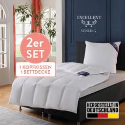 Excellent Daunenbettdecke + 3-Kammer-Kopfkissen Venedig | Weiß