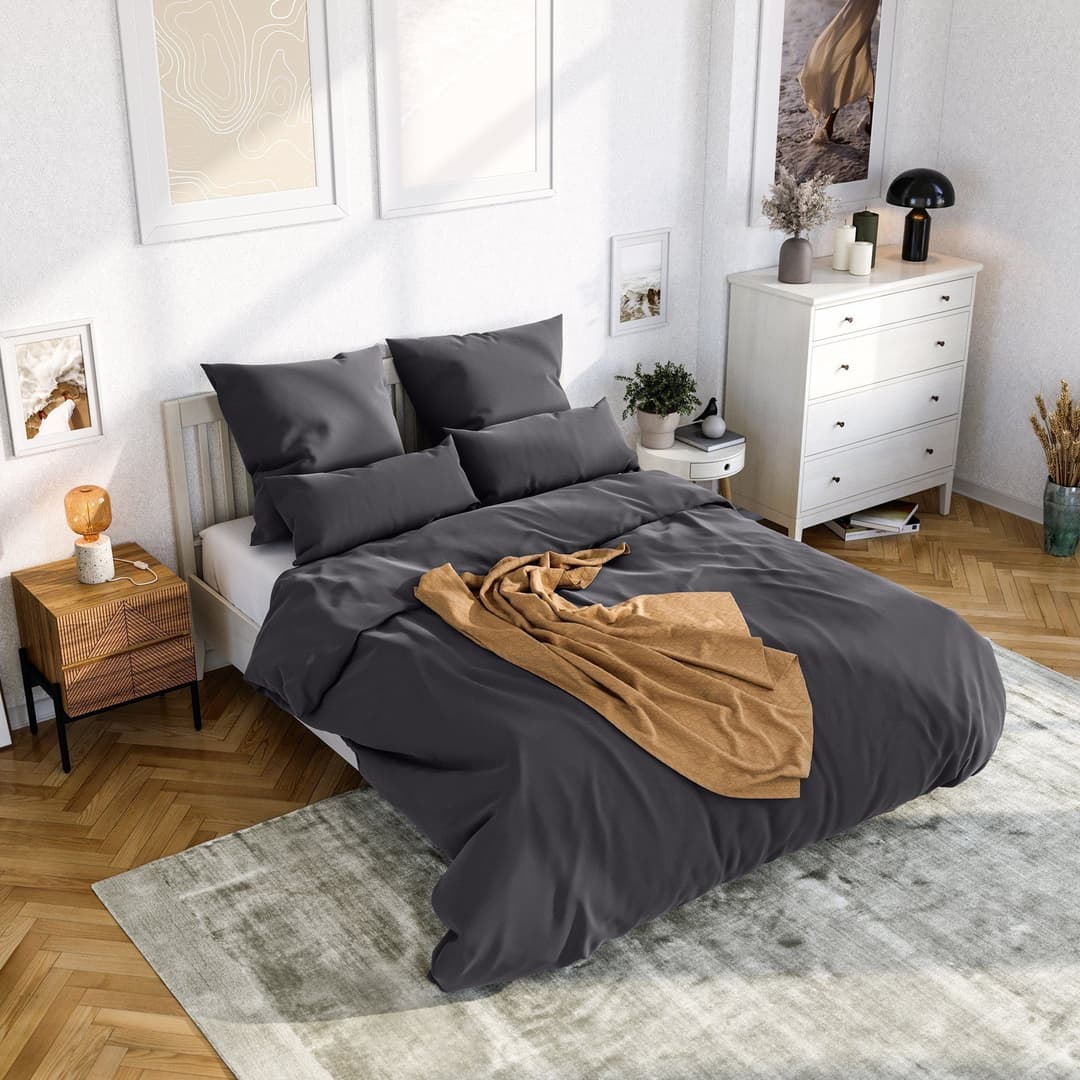 Wolkenfeld Bettwäsche Mikrofaser 4 tlg | Grau