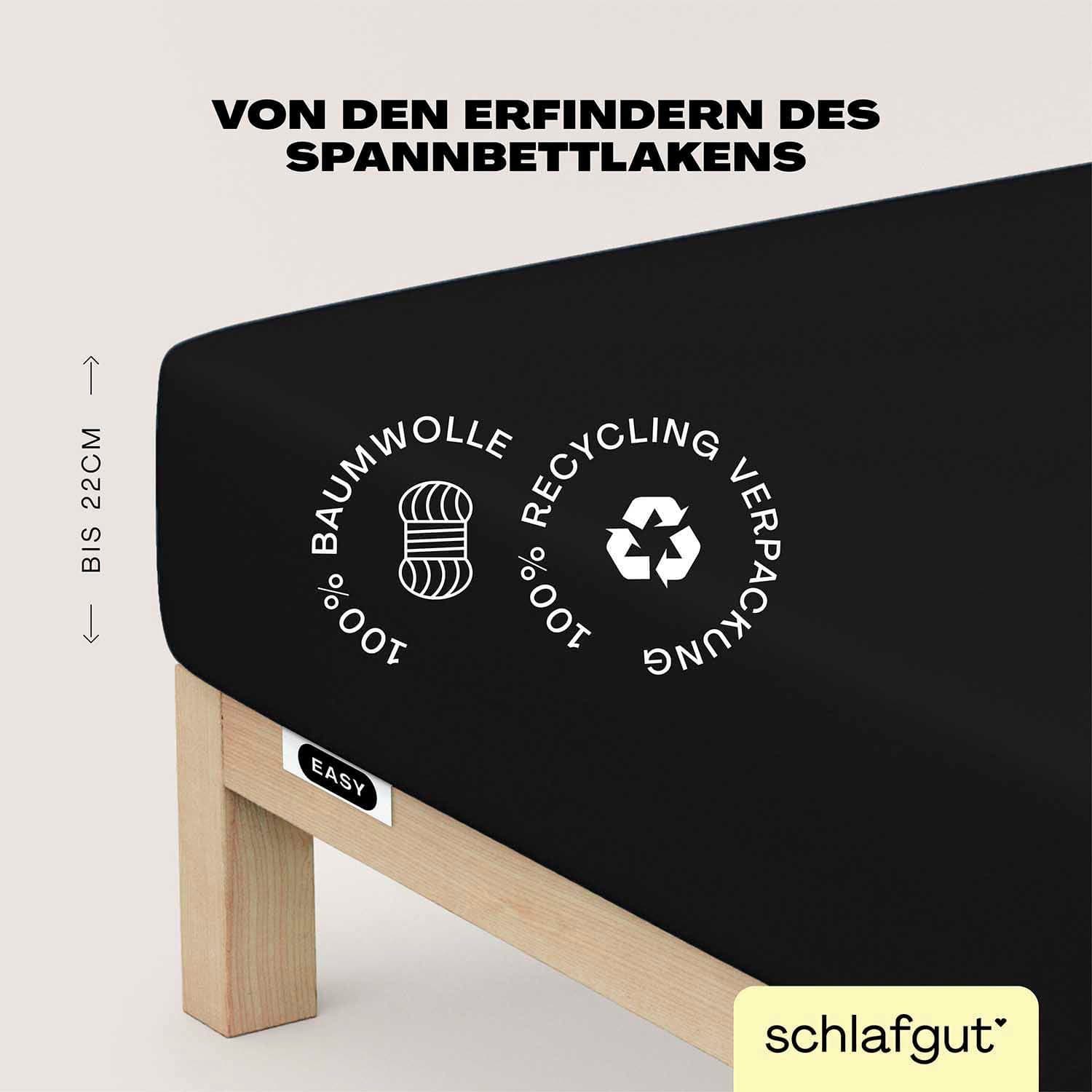 Schlafgut Spannbettlaken EASY JERSEY | Schwarz