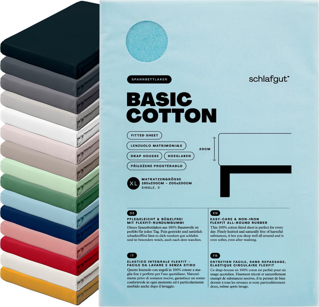 Schlafgut Basic Cotton Spannbettlaken | Blau