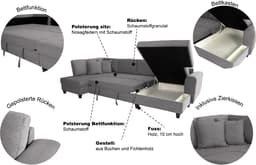 Trends by HG Wohnlandschaft Moritz U-Form | Grau