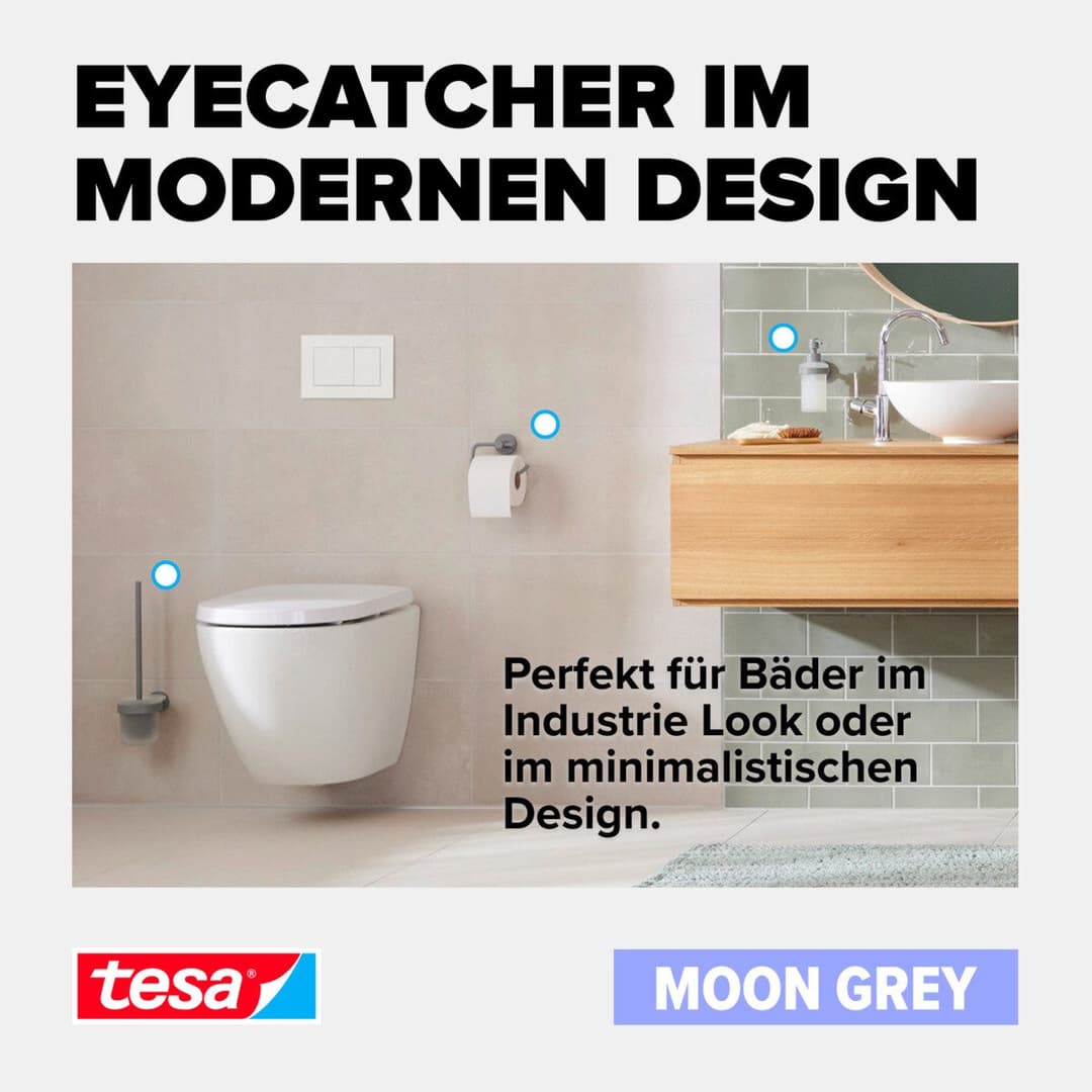 tesa Toilettenpapierhalter MOON | Grau