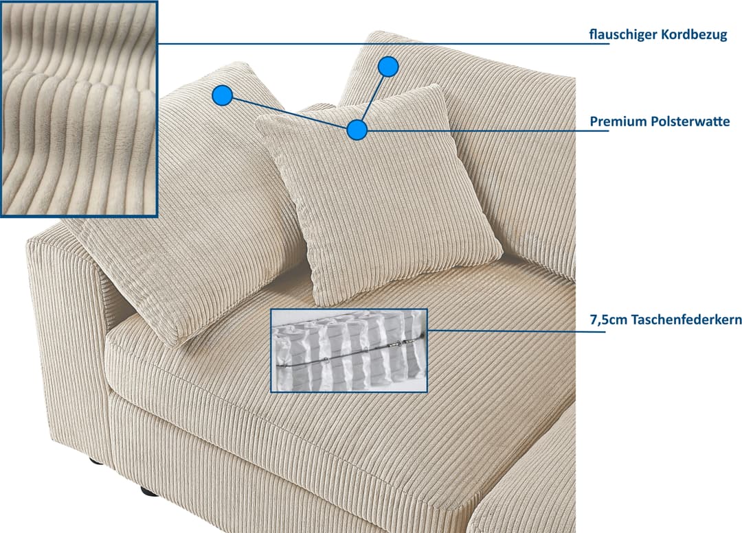 OTTO home Bennid 4-Sitzer Modulsofa | Beige