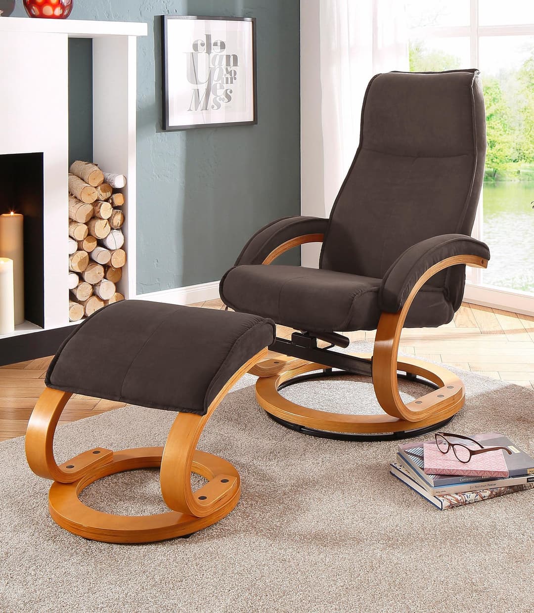 Home affaire Relaxsessel mit Hocker PARIS | Braun