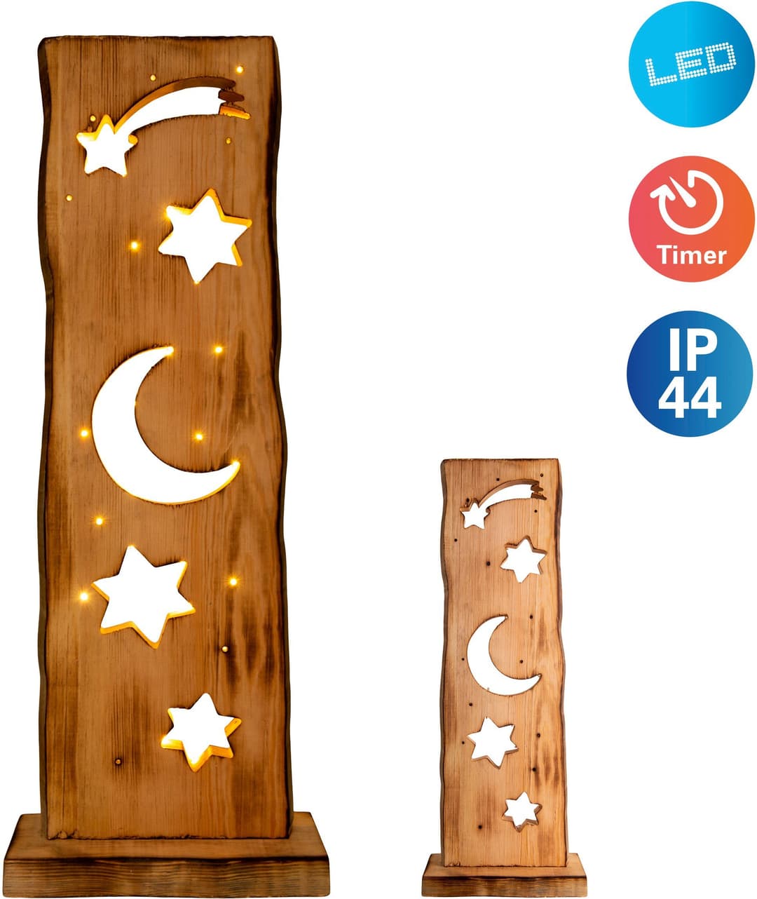 Näve LED Dekoobjekt Light Moon/Stars | Holztöne