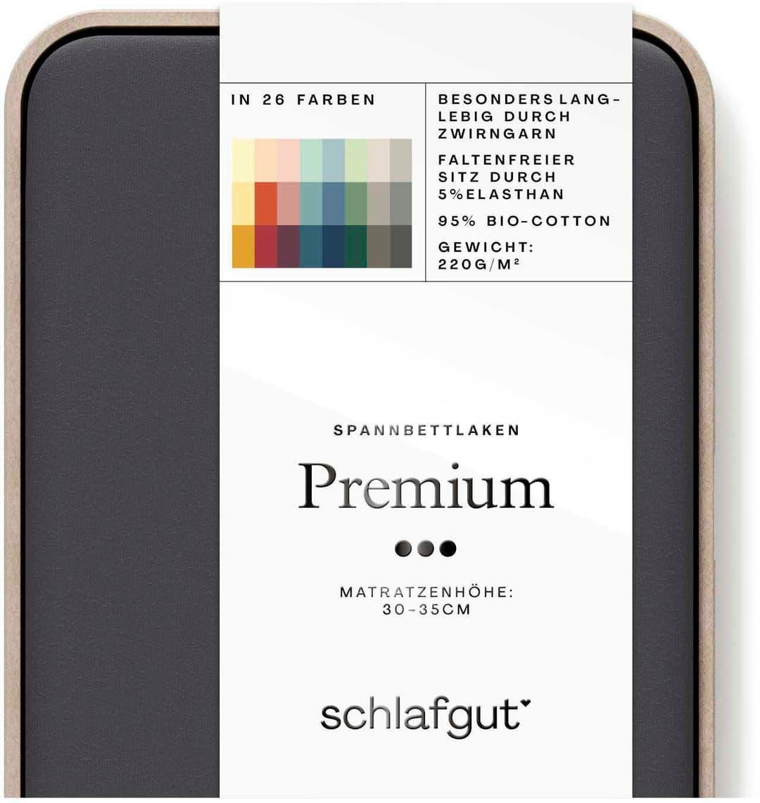 Schlafgut PREMIUM Mako-Zwirn-Jersey Spannbettlaken | Grau
