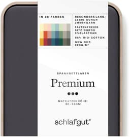 Schlafgut PREMIUM Mako-Zwirn-Jersey Spannbettlaken | Grau