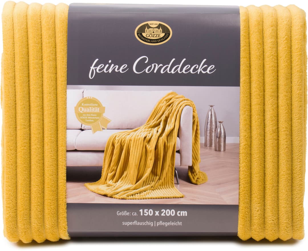 Gözze Feincord Kuscheldecke | Gelb