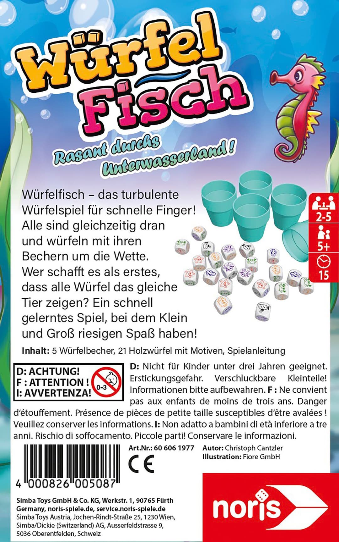 Noris Spiel Würfelfisch | Mehrfarbig