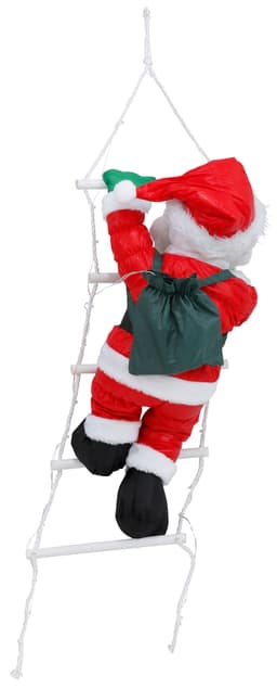 BONETTI LED Dekofigur Weihnachtsmann kletternd mit Leiter | Mehrfarbig