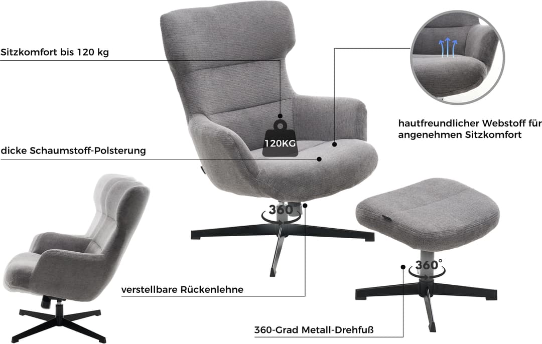 Home affaire Sessel Clarah Relaxsessel | Braun