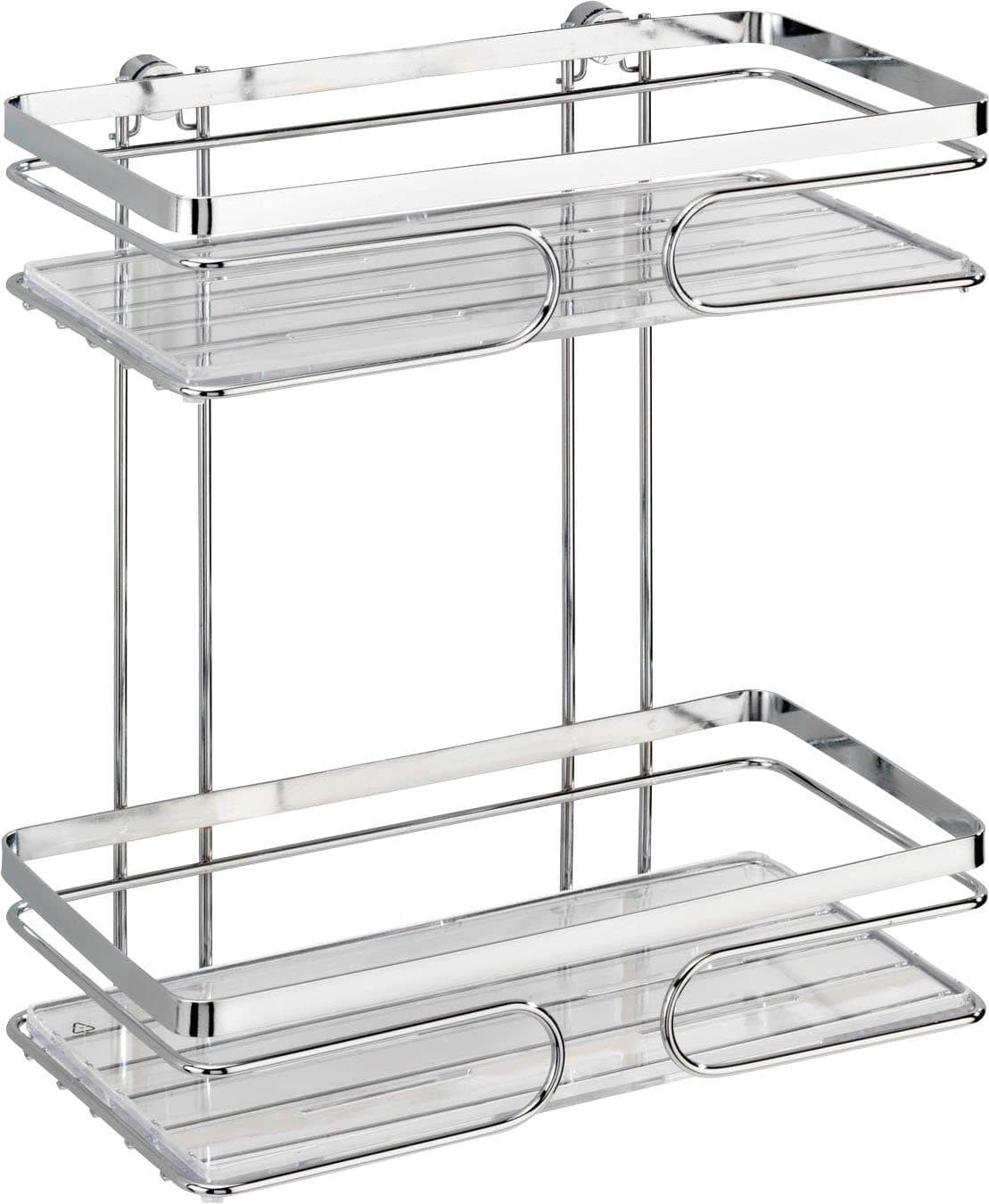 WENKO Wandregal Premium, 2 Etagen | Silber