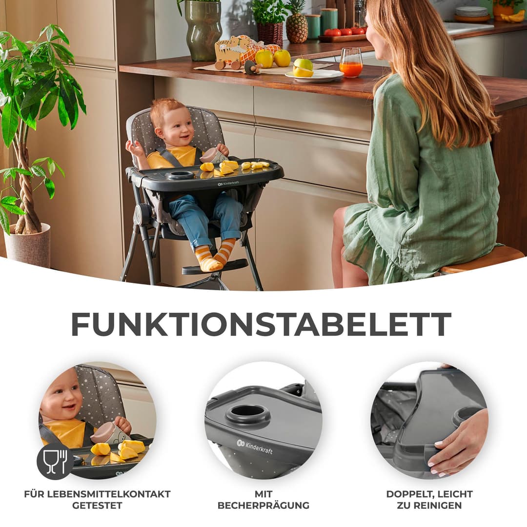Kinderkraft Kombihochstuhl FOLDEE | Grau