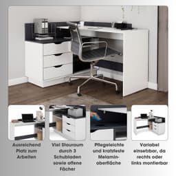 byLIVING Eckschreibtisch Bern | Weiß