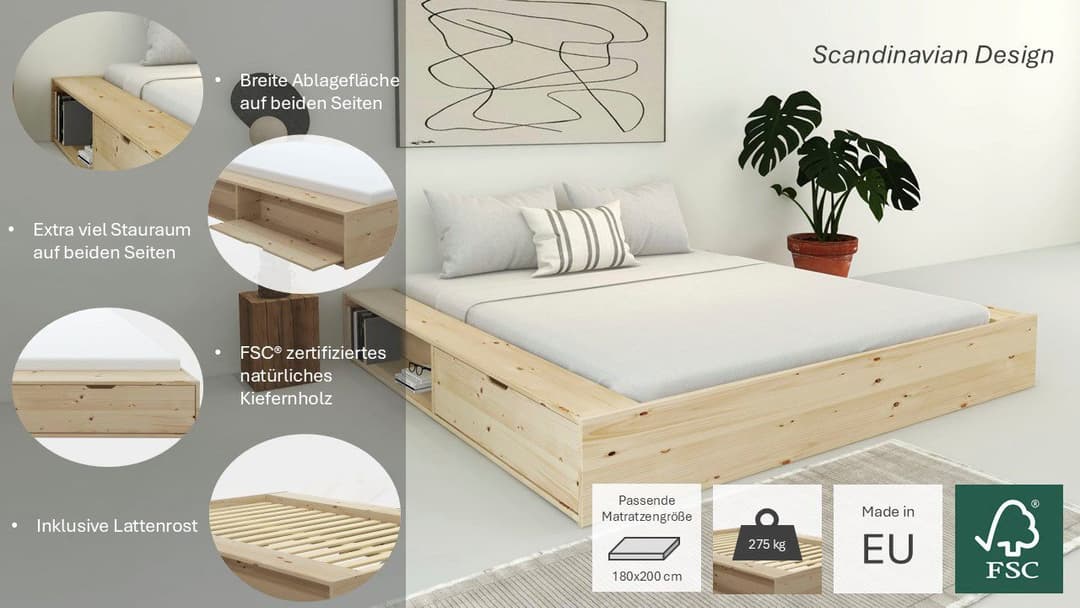 OTTO home Massivholzbett Erno | Holztöne