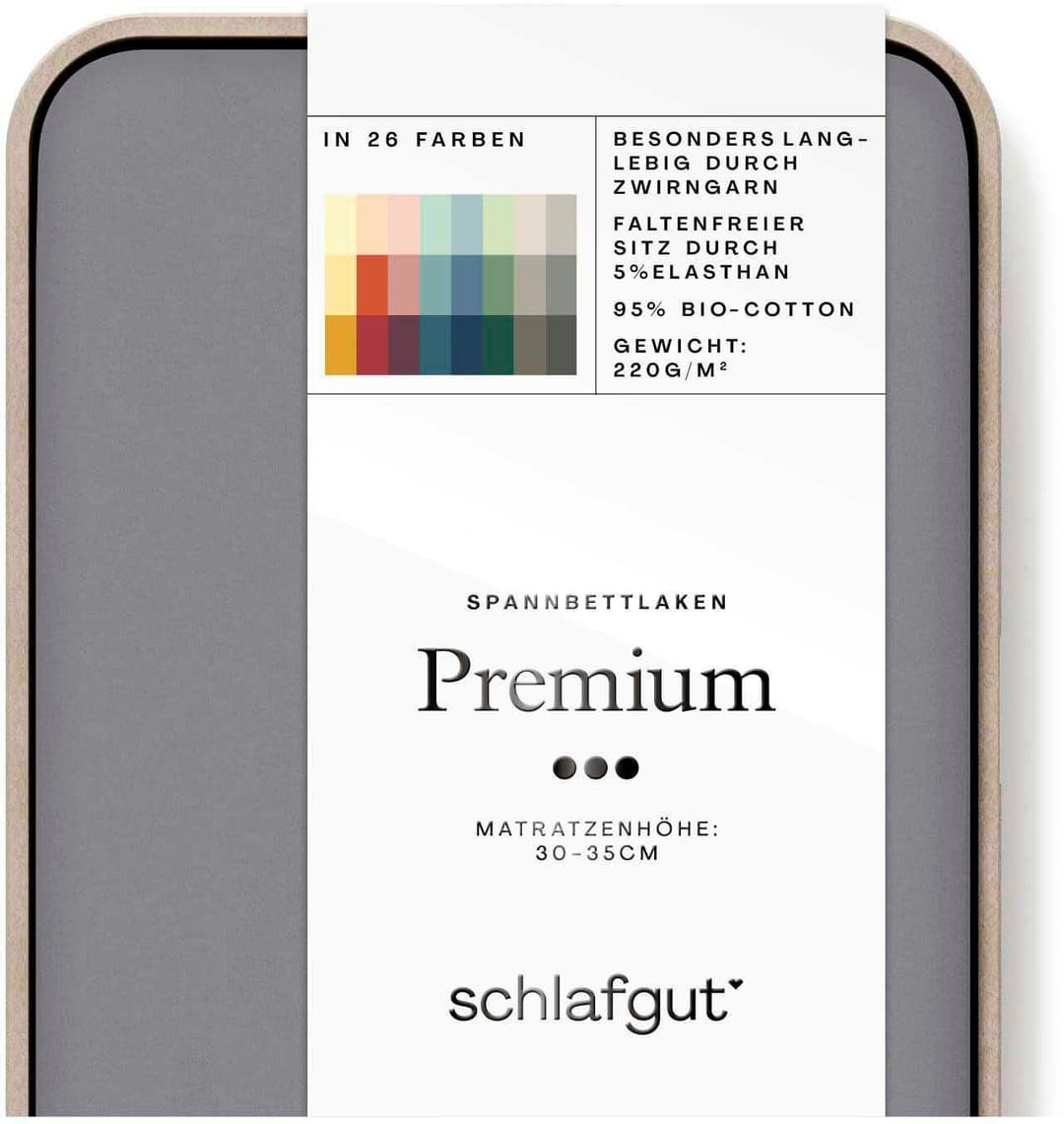 Schlafgut Spannbettlaken PREMIUM Mako-Zwirn-Jersey | Grau