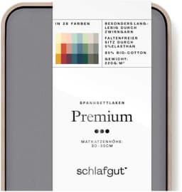 Schlafgut Spannbettlaken PREMIUM Mako-Zwirn-Jersey | Grau