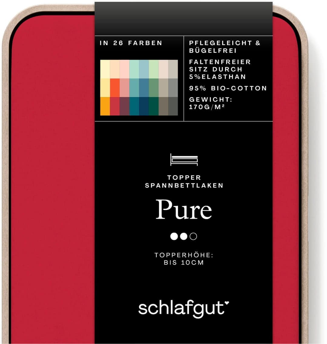 Schlafgut Spannbettlaken PURE TOPPER | Rot