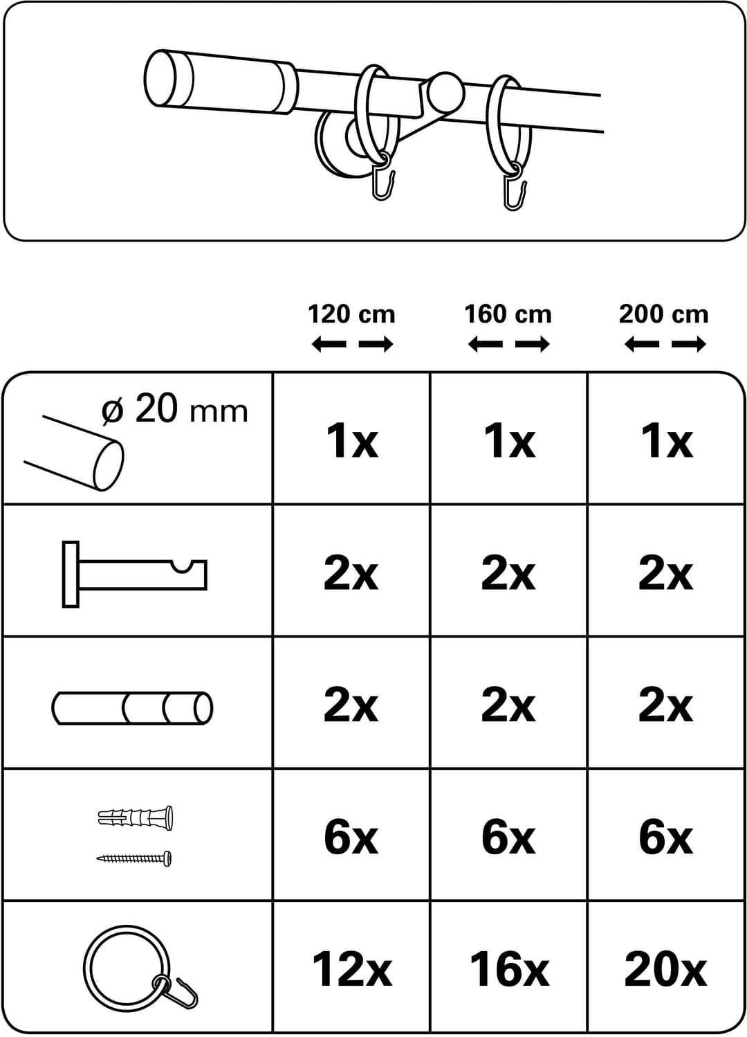 GARDINIA Gardinenstange Set Metall | Silber