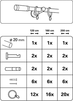GARDINIA Gardinenstange Set Metall | Silber