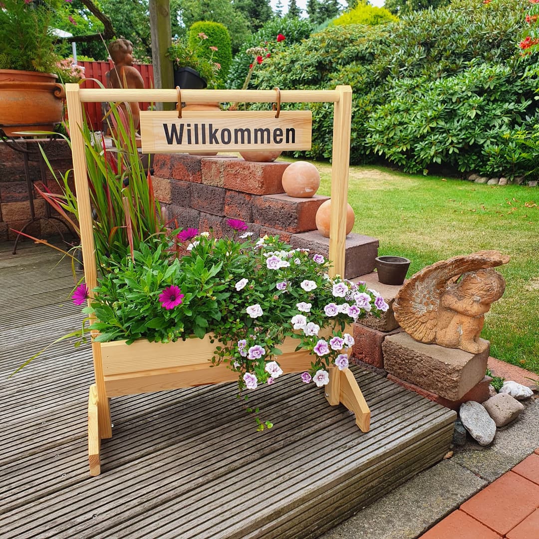 Promadino Pflanzkübel Willkommen | Holztöne