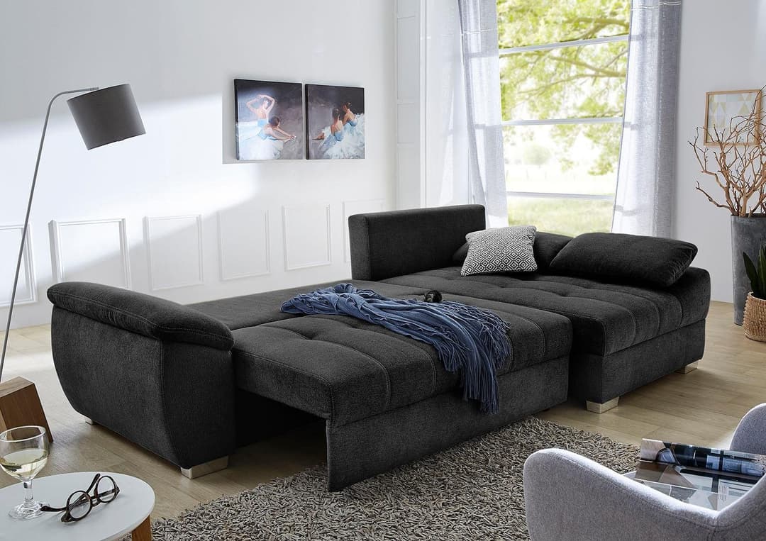 Jockenhöfer Gruppe Ecksofa Alster L-Form | Schwarz