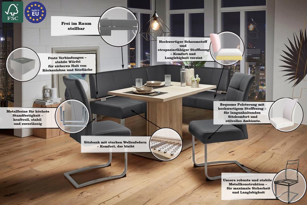 OTTO home Eckbank Rab | Schwarz