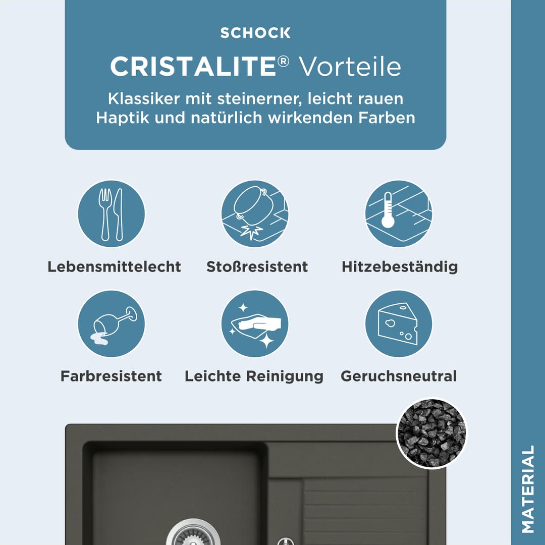 Schock Lima D-100S Granitspüle | Grau