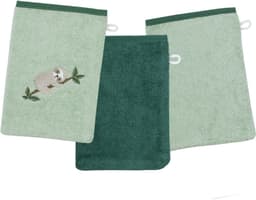 Wörner Waschhandschuh Faultier Waschhandschuh 3er Set | Grün