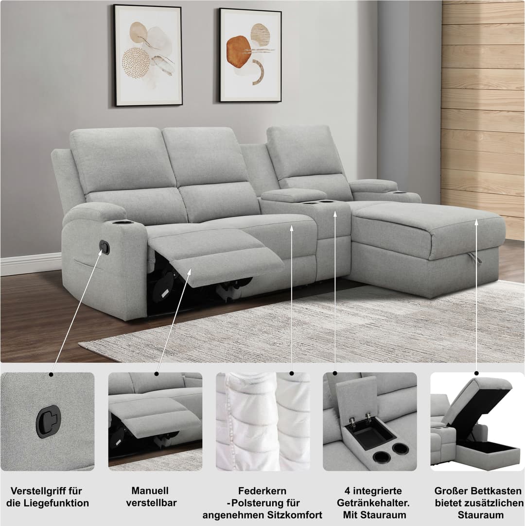OTTO home Ecksofa NAPORI Multimediasofa | Schwarz
