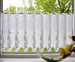 Stickereien Plauen Scheibengardine Kirschblüte | Mehrfarbig