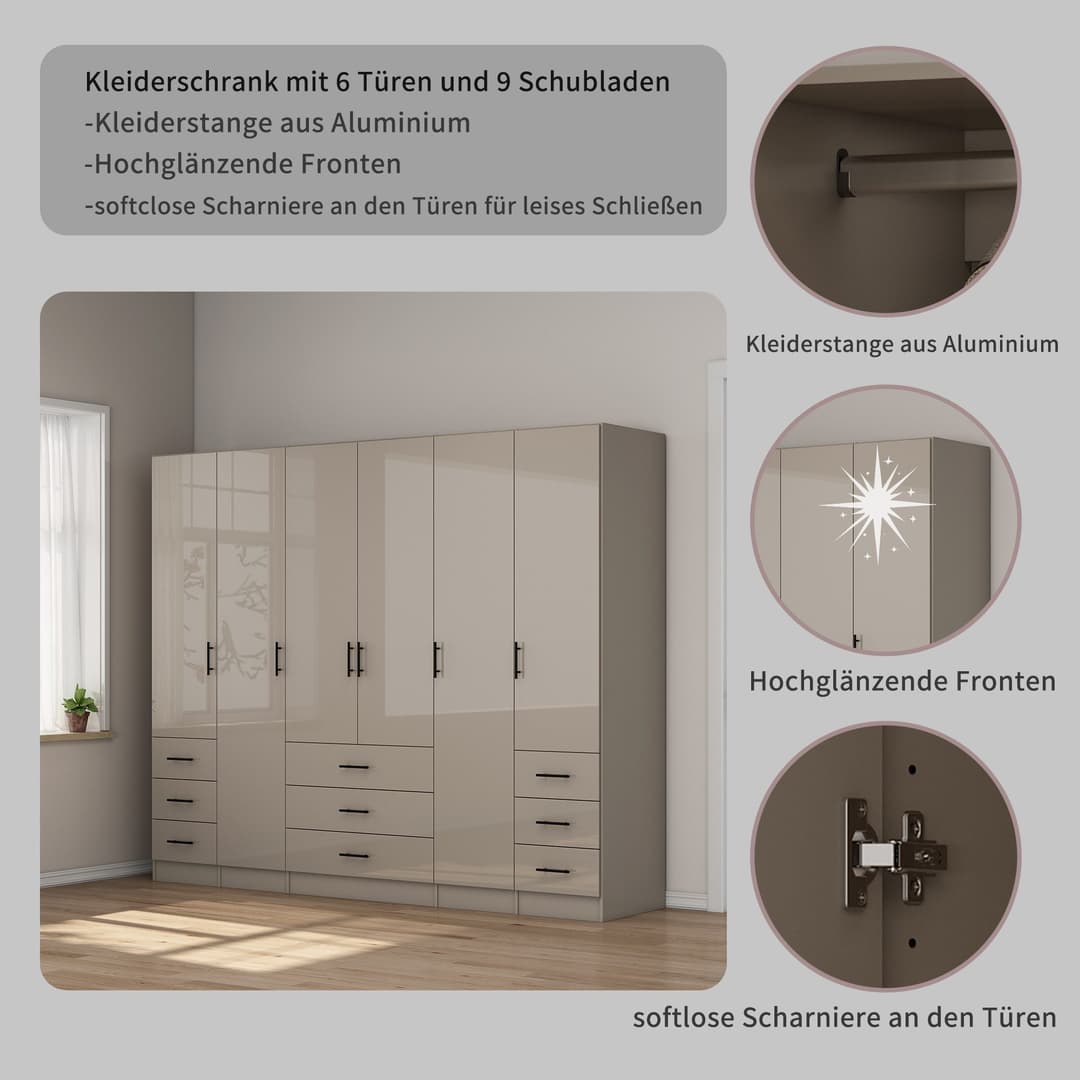 Kleiderschrank Trento | Grau
