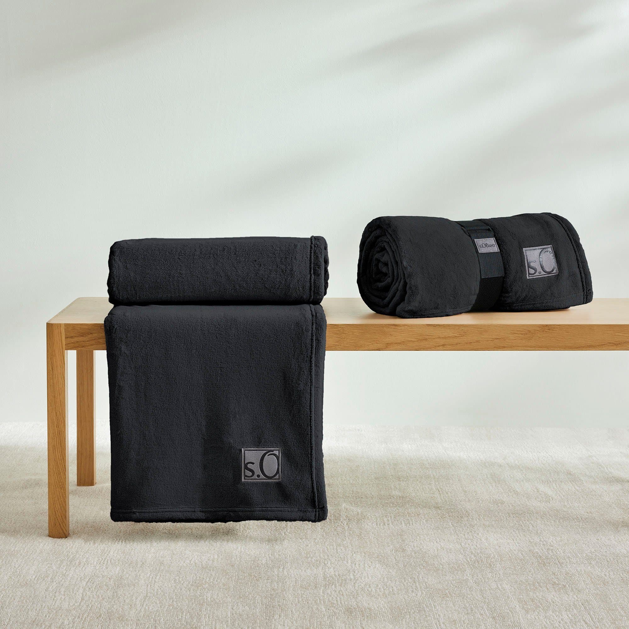 Wohndecke s.Oliver Decke Kuschelsoft | Schwarz