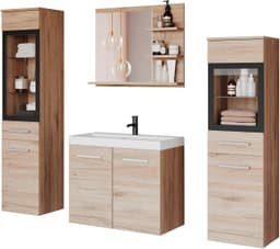 welltime Badmöbel-Set MADRIT | Holztöne