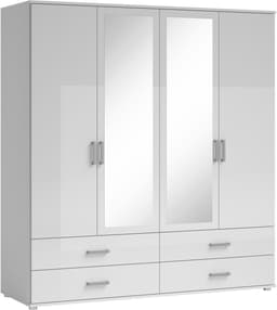 Schlafkontor Drehtürenschrank Ivar Kleiderschrank mit Spiegel | Weiß