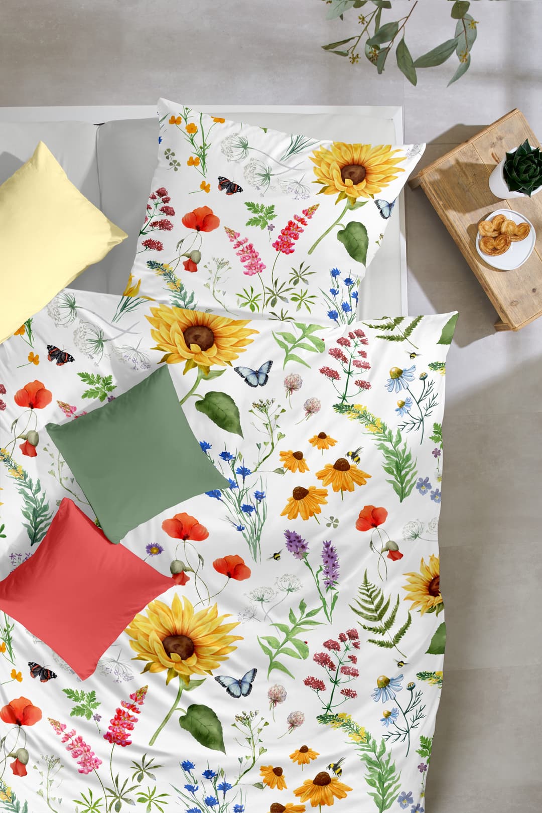 Primera Renforce-Bettwäsche Flowerbee | Weiß