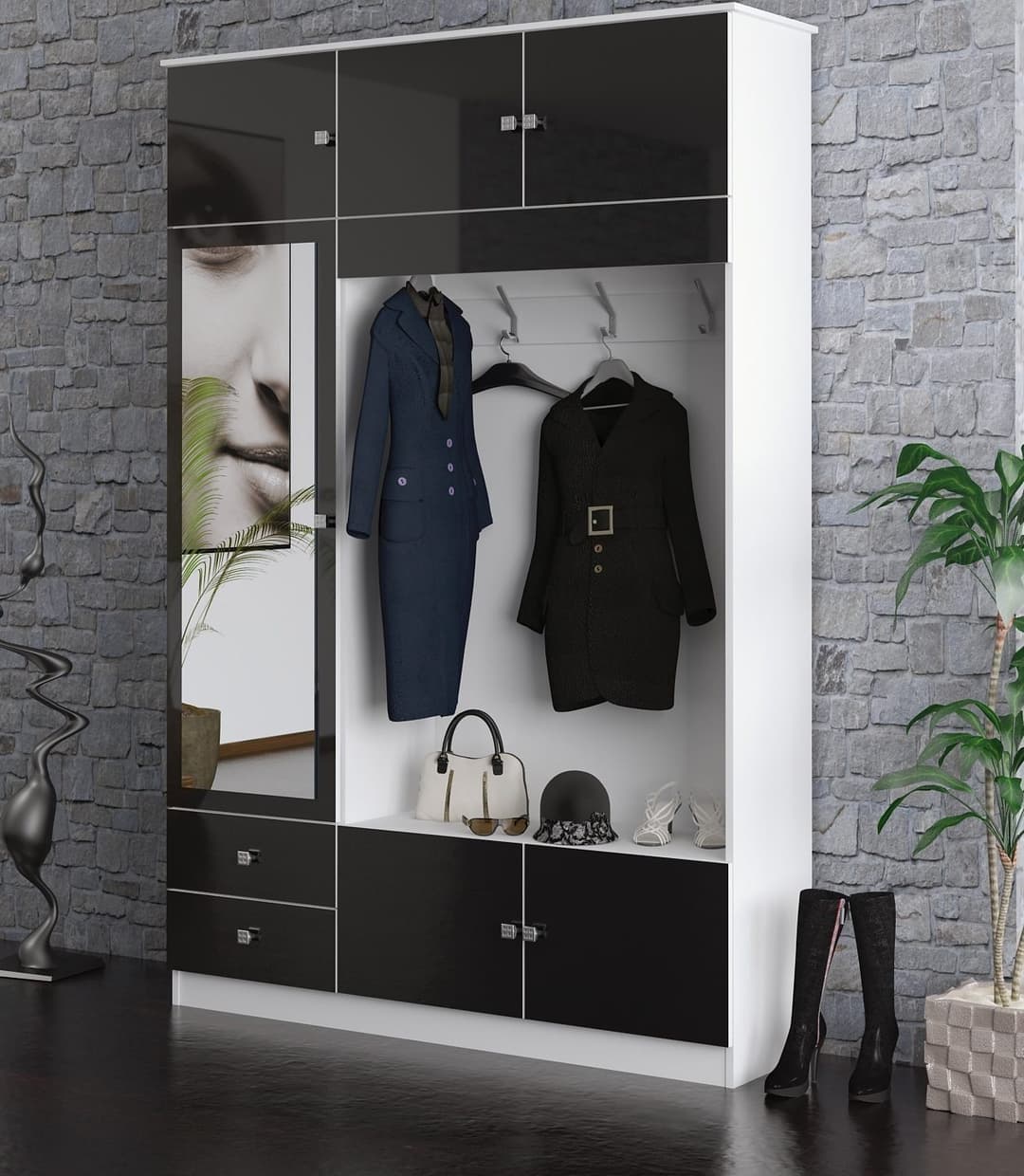 borchardt Möbel Garderobenschrank Kompakta Höhe 202 cm | Mehrfarbig