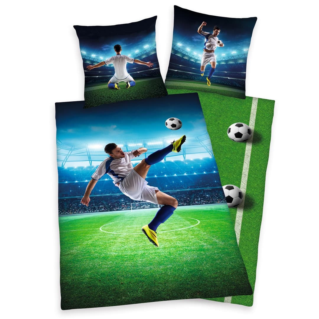 Herding Young Collection Kinderbettwäsche Fußballschuss | Grün