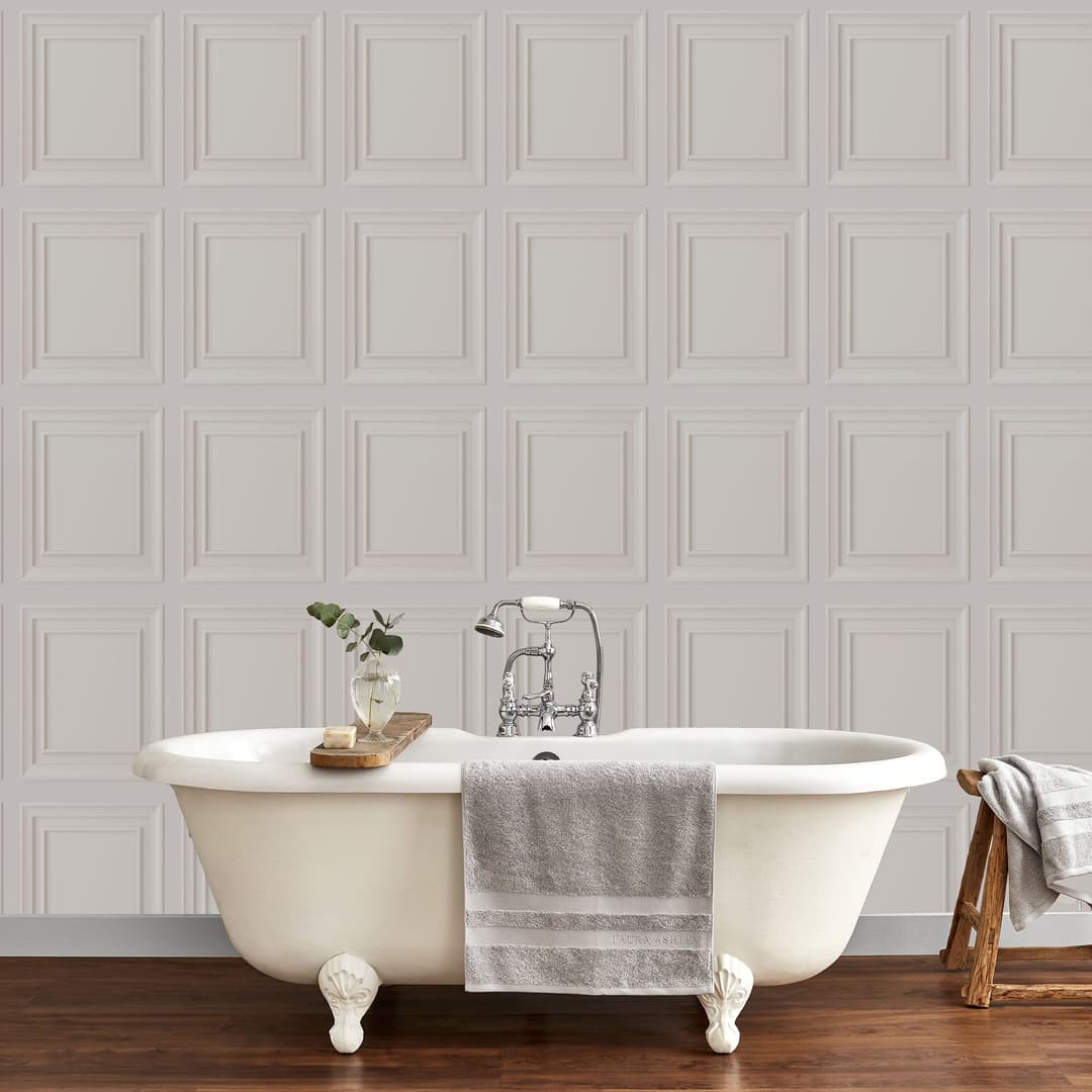 Laura Ashley Redbrook Wood Panel Dove Grey Vliestapete | Grau