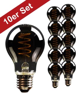 BLULAXA LED-Filament Vintage E27 10er-Set Rauchglas | Schwarz