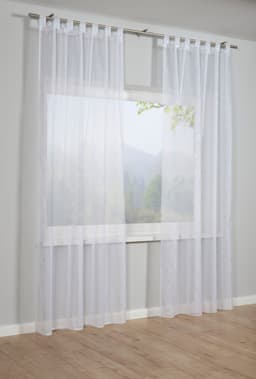 Sehlbach Gardine Schal Voile mit Foilprint | Weiß