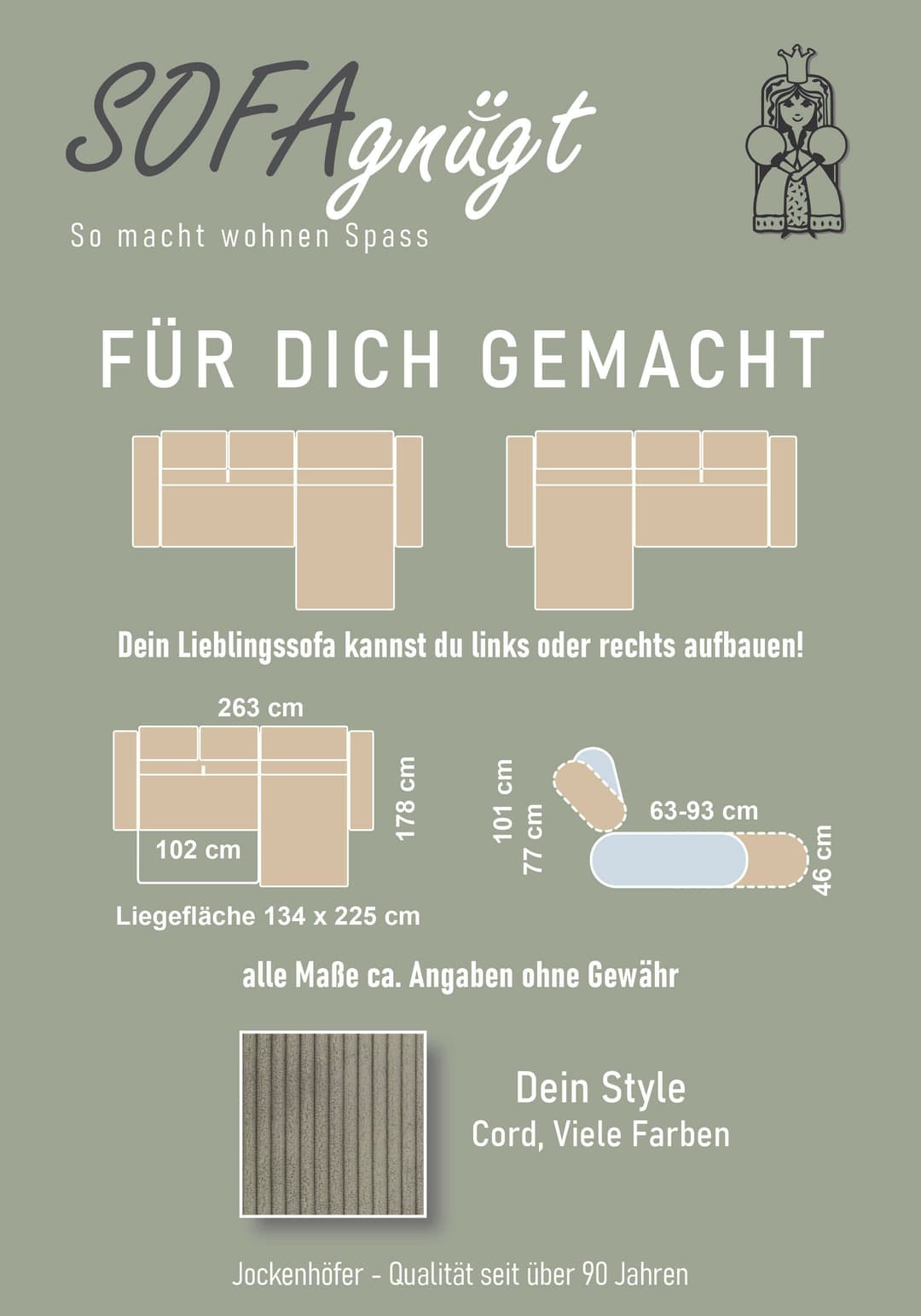Jockenhöfer Gruppe Ecksofa Cremona L-Form | Braun