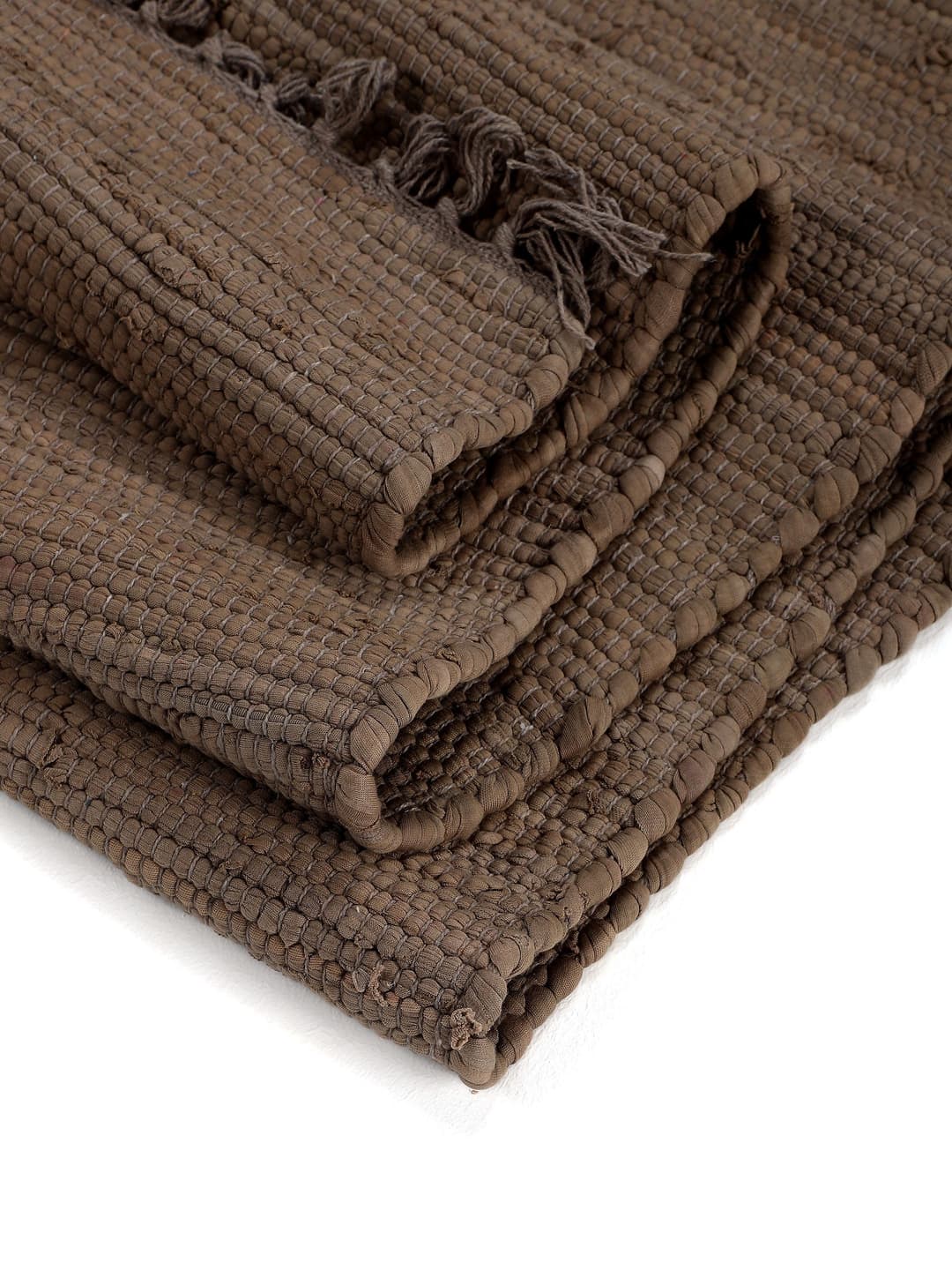 carpetfine Kelim Chindi uni Läufer | Braun