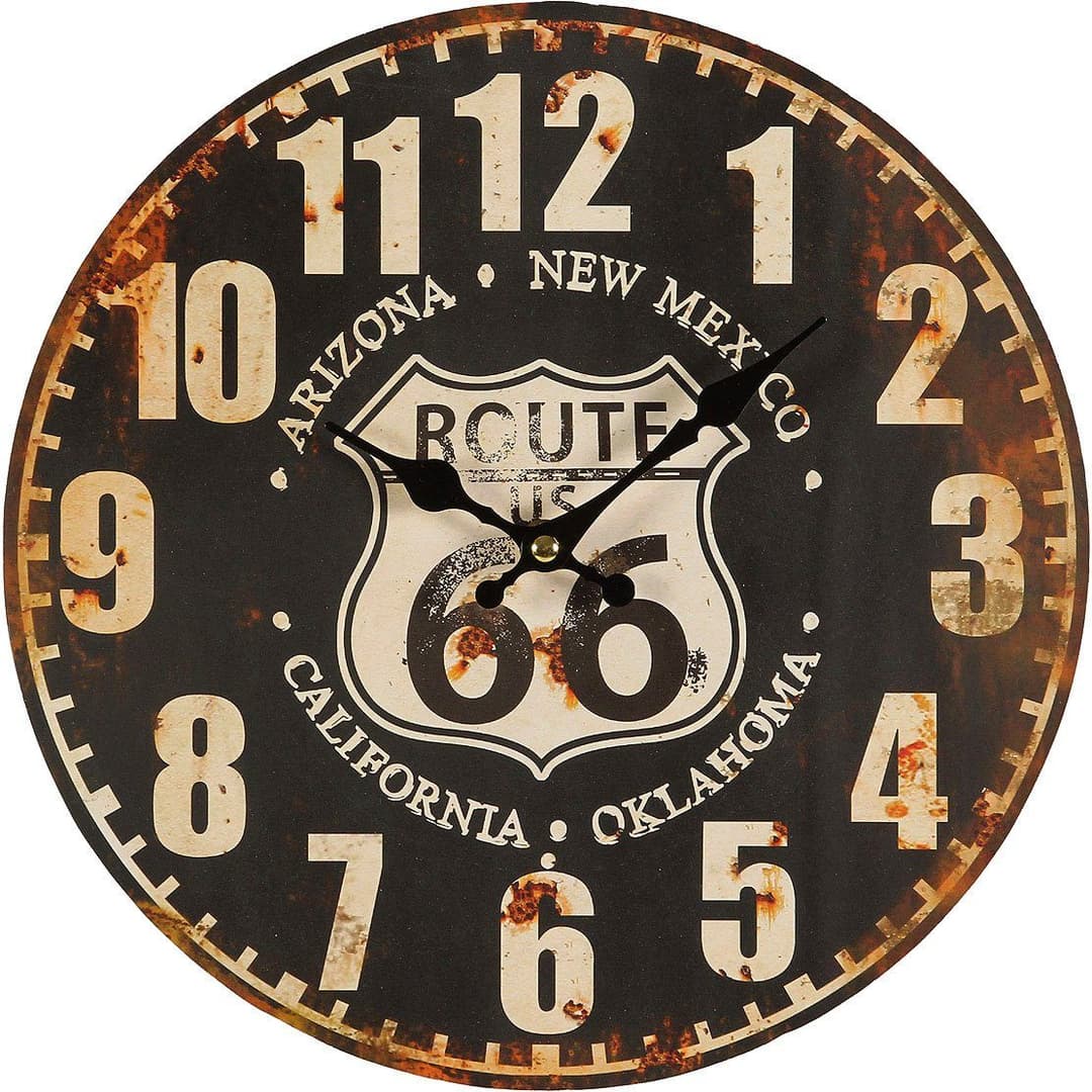 Ambiente Haus Route 66 Wanduhr | Schwarz