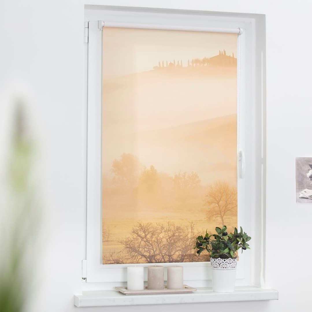 LICHTBLICK ORIGINAL Seitenzugrollo Klemmfix Motiv Toskana | Orange