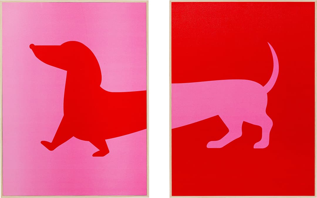 Kare Design Gerahmtes Bild Dog Frankie (2/Set) | Mehrfarbig
