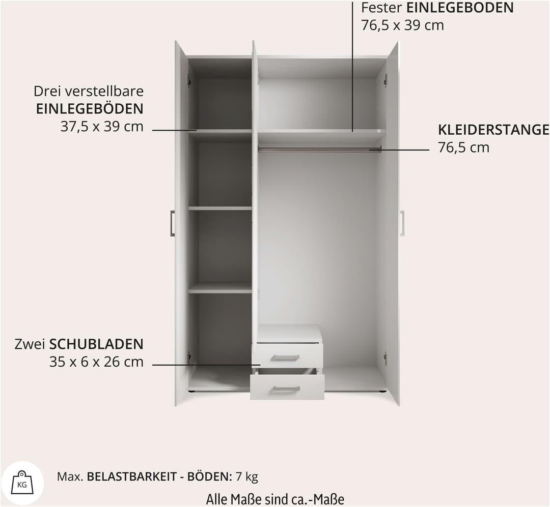 Schlafkontor Kleiderschrank Karl | Weiß